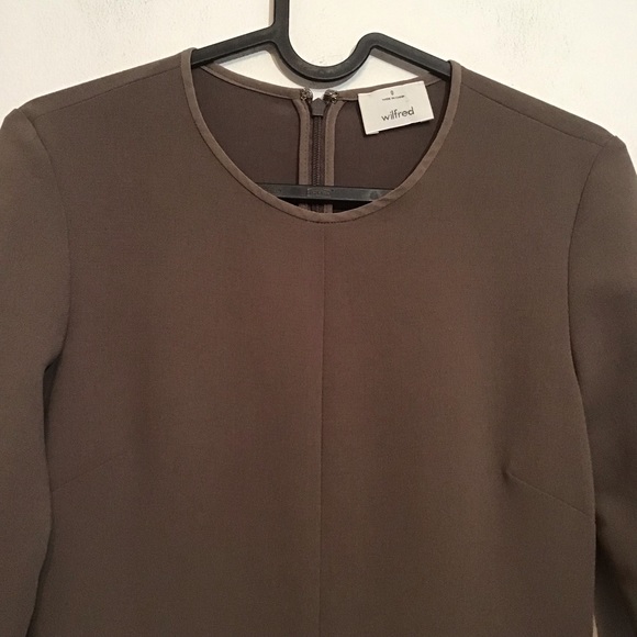 NWOT Aritzia Wilfred Chalet Brown Vilard Long Sleeve Crewneck Round Neck Dress 0 - Picture 6 of 12